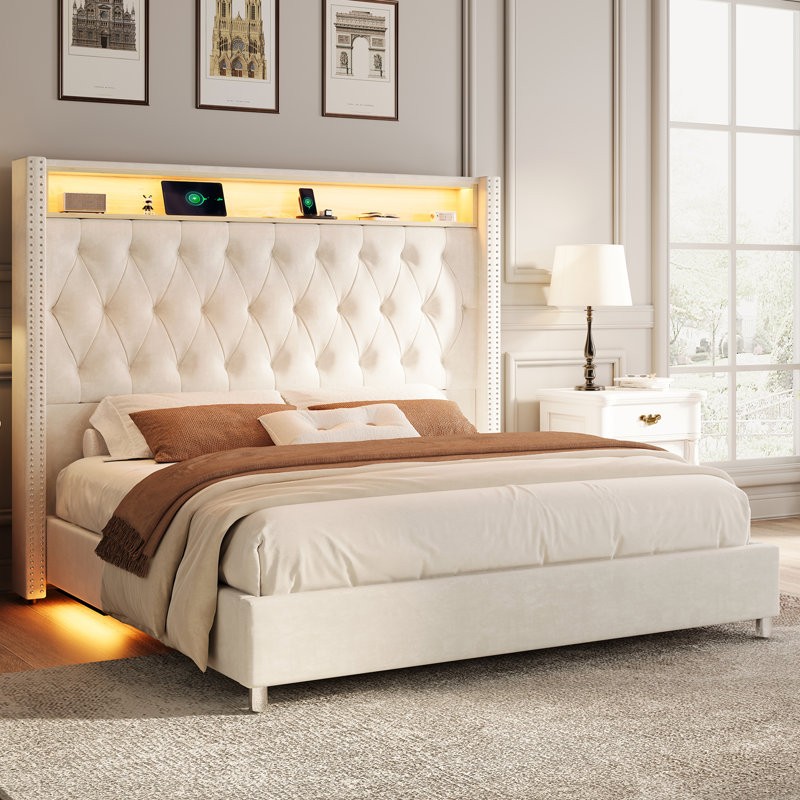Ashaya Upholstered Wingback Storage Bed