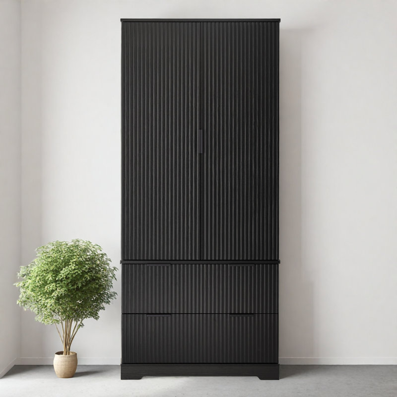 72" Fluted Kitchen Pantry Cabinet â€“ MDF with 8-Door Spice Rack, 2 Large Soft-Close Drawers, Adjustable Shelf, Freestanding Storage for Kitchen/Bath/Entry