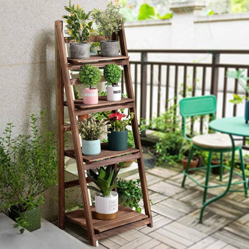 4 tier plant stand foldable ladder shelf flower rack