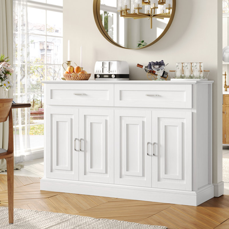 Gaume 55.1'' W Kitchen Sideboard with 2 Wide Drawers, Adjustable Shelves