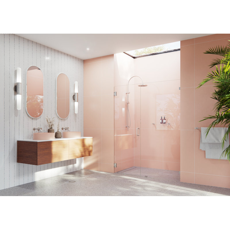 Illume 57.5 in. x 78 in. Fully Frameless Wall Hinge Shower Door GW-WH-57-5-BN