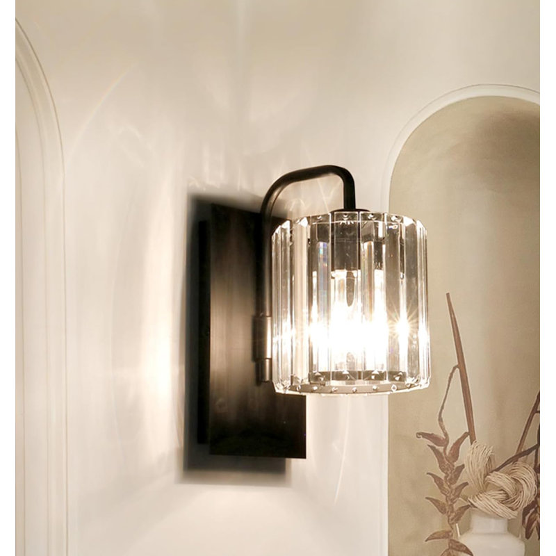 Crystal Wall Sconce, Modern Metal And Glass Fixture, Ideal For Any Room