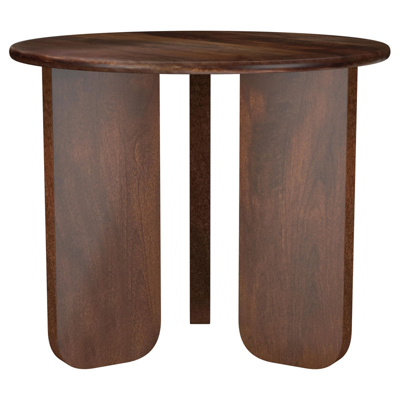 Shriner Round Solid Mango Wood Side End Table Brown