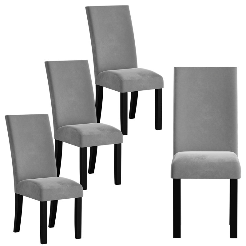39-Inch Luxury Pick: 100% Double-Sided Gray Velvet Solid Wood Frame Chair with Triple Comfort-Ergonomic Springs for Ultimate Premium Comfort (Set of 2)