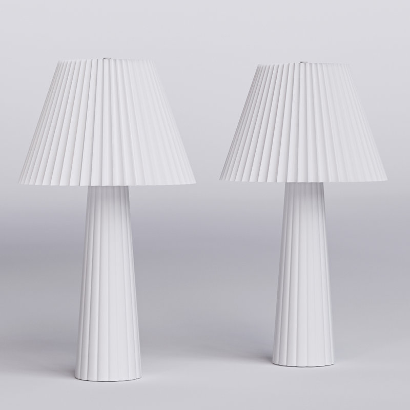 25'' modern white ceramic table lamp for living room/bedroom (set of 2)