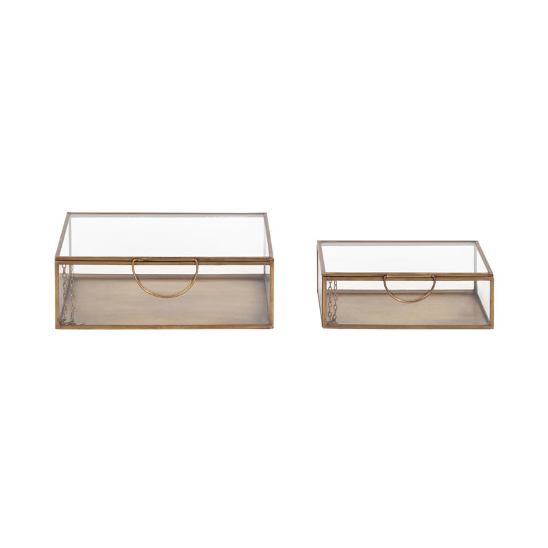 Nevala Clear Glass Stacking Storage Box Set for Use as Jewelry or Memory Boxes