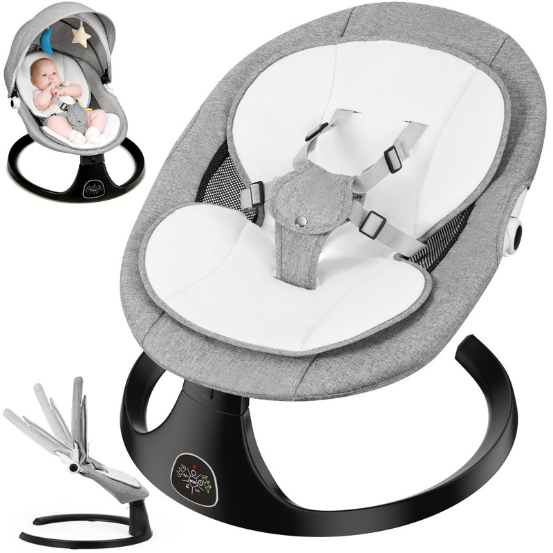 Electric Baby Swing For Infants Portable Baby Bouncer Rocker With 5 Speeds, 10 Lullabies Music Remote Control Indoor & Outdoor Use