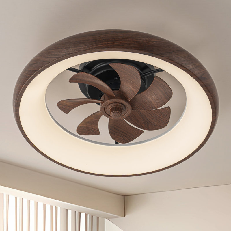 20in Dimmable Led Rgb Woodgrain Smart Ceiling Fan With Light And Voice/app/remote Control