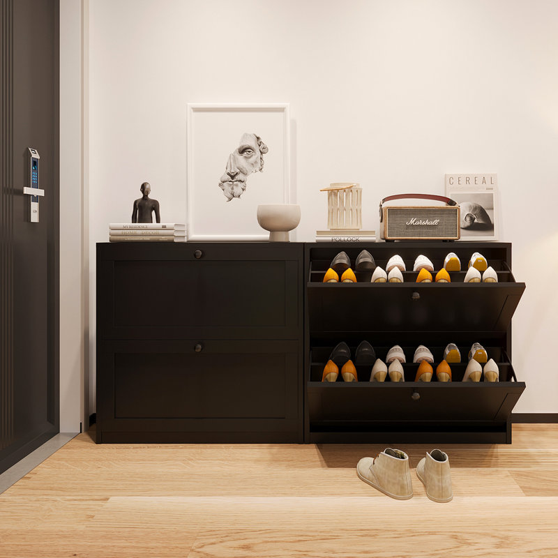shoe cabinet with 2 flip drawers (set of 2)