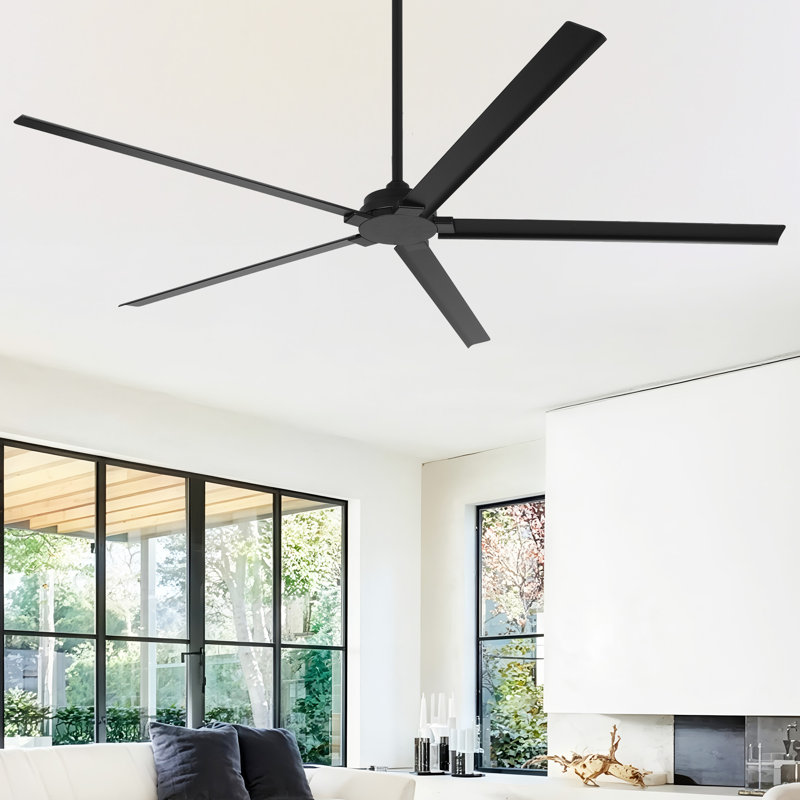 72" Wet Rated Outdoor Ceiling Fan with Remote Control, Modern Industrial Waterproof Large Ceiling Fan, Full Aluminum Gazebo Ceiling Fan without Light