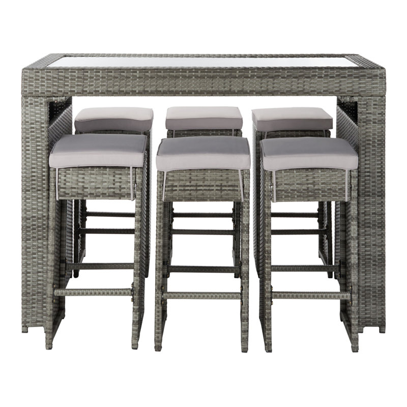 Weisser 6 - Person Wicker Patio Dining Set with Rectangular Table