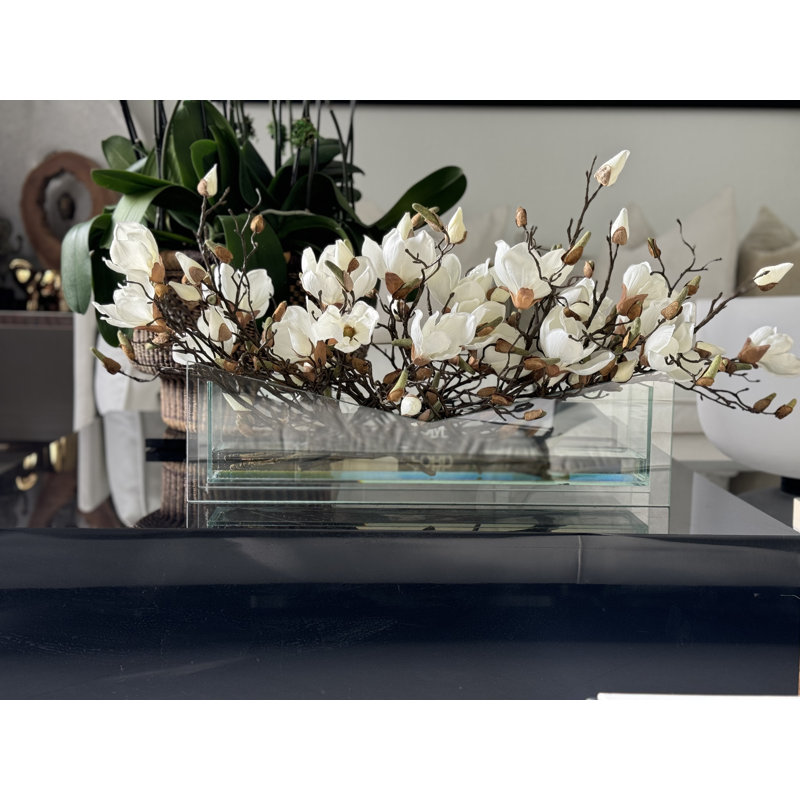 Stylish Glass Planter With White Magnolias