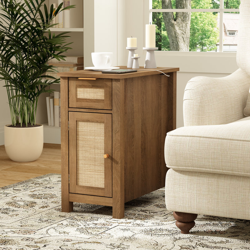 Ciauna End Table with Storage and Charging Station