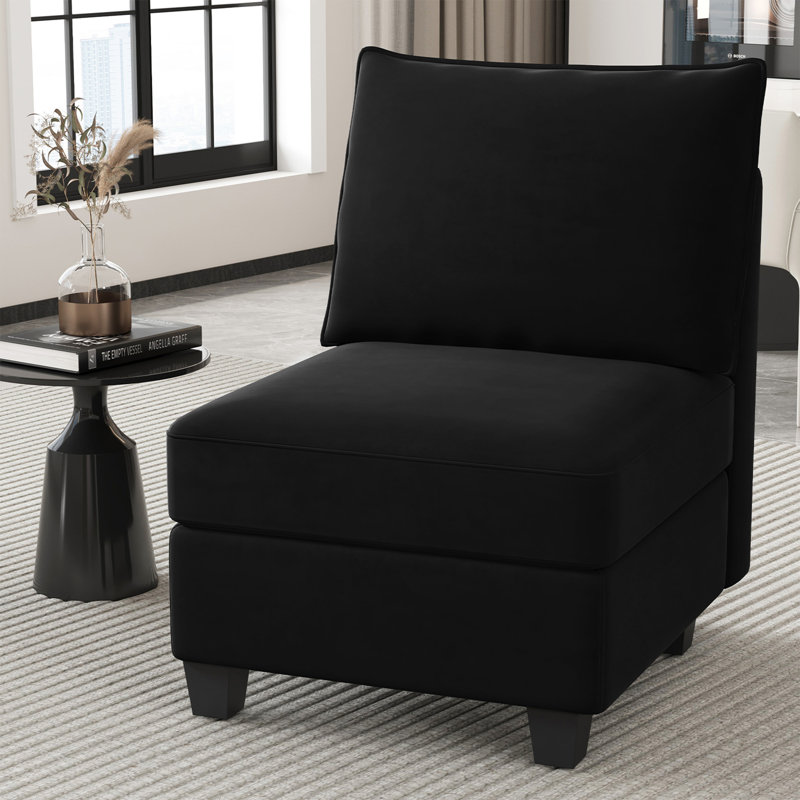 Allinson Velvet Armless Single Chair Storage Seat Module For Sectional Modular Sofa