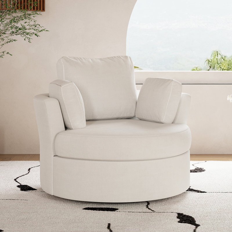 42.1" Wide Slipcovered Swivel Barrel Chair