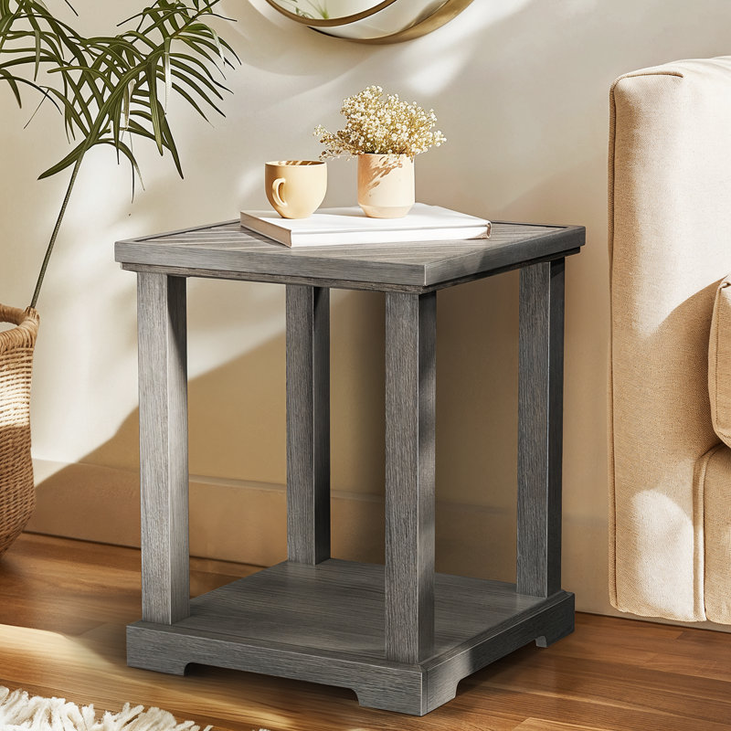 End table with Storage, Solid Wood End table with lower Shelf, Suitable for Living room, Bedroom