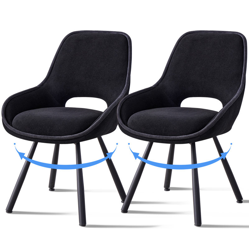 Swivel Dining Chairs Set Of 2, Modern Upholstered Fabric Kitchen Chair With Thicken Cushions for Living Room, Bedroom