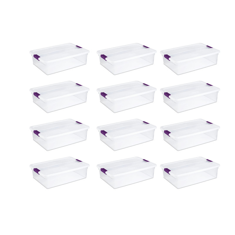 Sterilite 32 Quart Clear View Storage Container Tote w/ Latching Lid, (12 Pack)