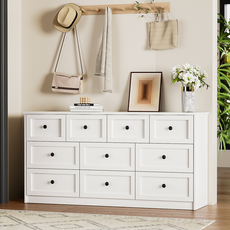 10 Drawer Dresser For Bedroom, Modern Dresser Chest Of Drawers With Gold Knobs & Wood Legs, For Living Room Bedroom
