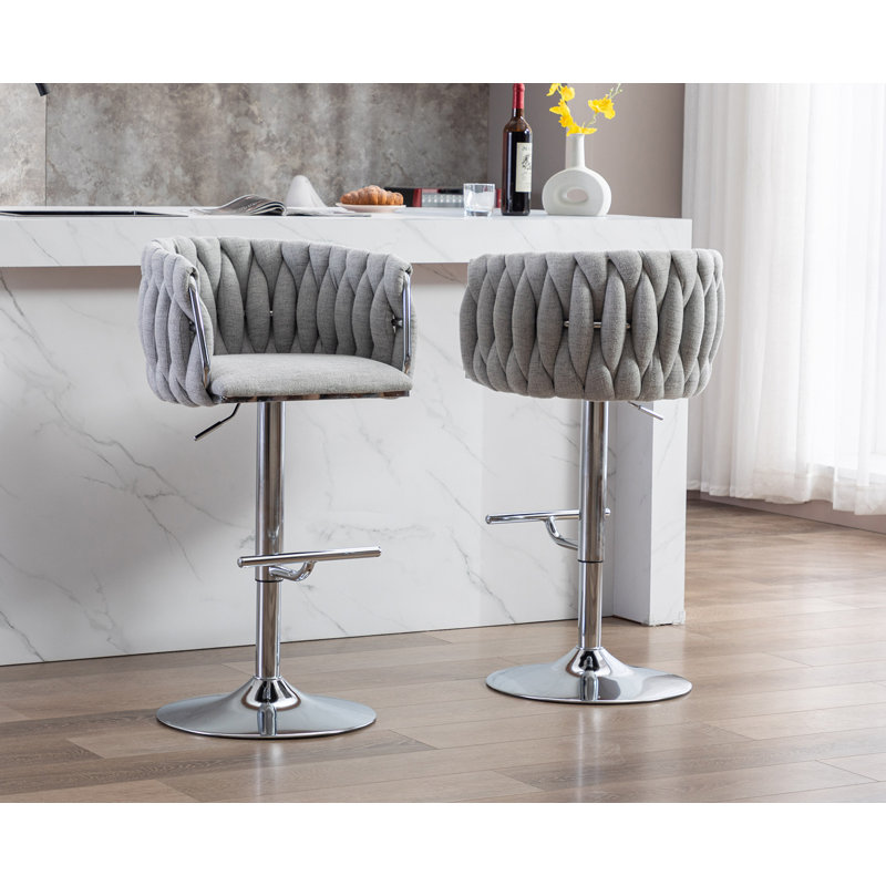 Banassak Swivel Upholstered Adjustable Height Counter Stool with Metal Frame