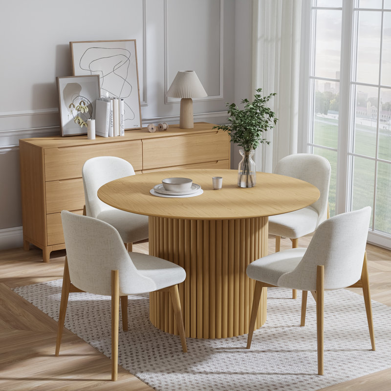 Maianh 30\"H Round Wood Dining Table Pedestal Kitchen Table Incomplete, pedestal only