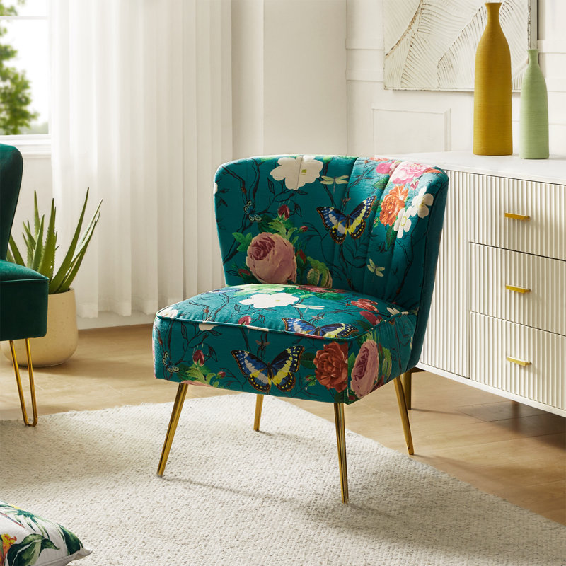 Euclid Felicia Velvet Barrel Chair with Tufted Back