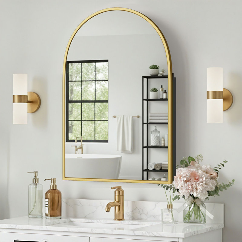 Elmira 24''W 36'' H Recessed & Surface Medicine Cabinet Mirror