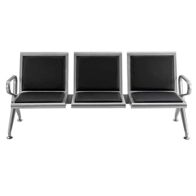 Faux Leather Seat Tandem Seating with Metal Frame