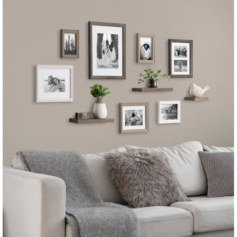 Helf Wood Beveled Picture Frame - Set of 10 with Mat INCOMPLETE 