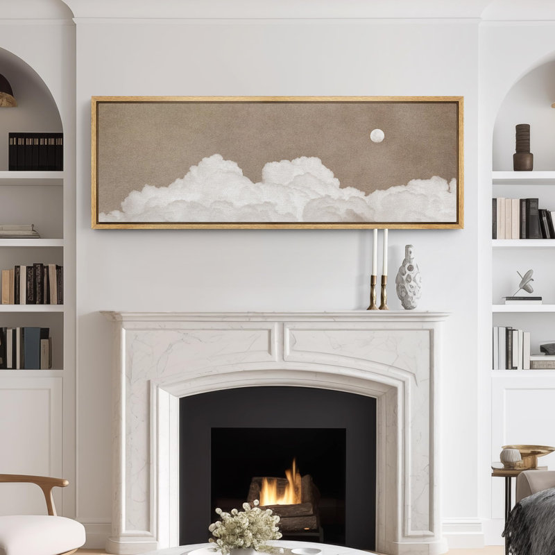 Cloudy Moon Serene Sky Scene Modern Art
