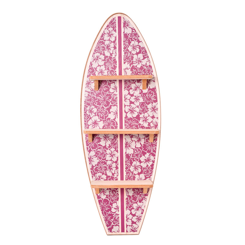 Kona Coast by Reyn Spooner Biscus Bounth Earth Red Surfboard Printed Wall Shelf - 13" x 35"