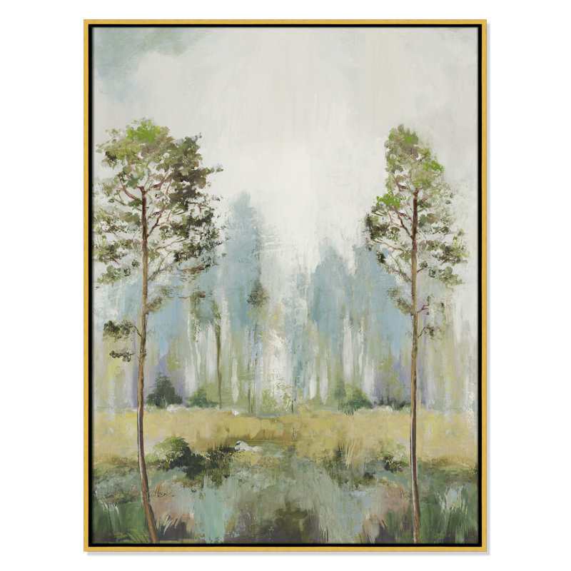 teton tall green trees ii by teton pearce - floater frame print on canvas incomplete 