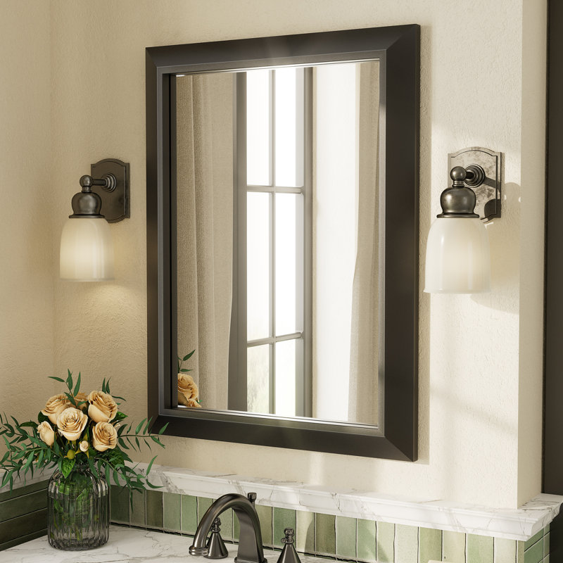 amara high-strength tempered glass and aluminum alloy framed french cleat mounted wall decor bathroom vanity mirror with 5-year warranty