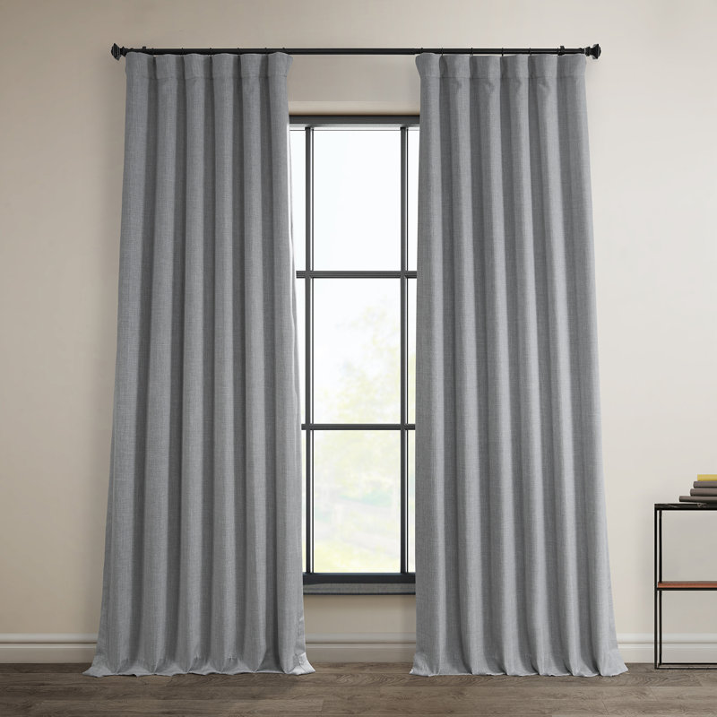 ottis textured faux linen rod pocket room darkening curtains for bedroom & living room curtains - single panel drapes