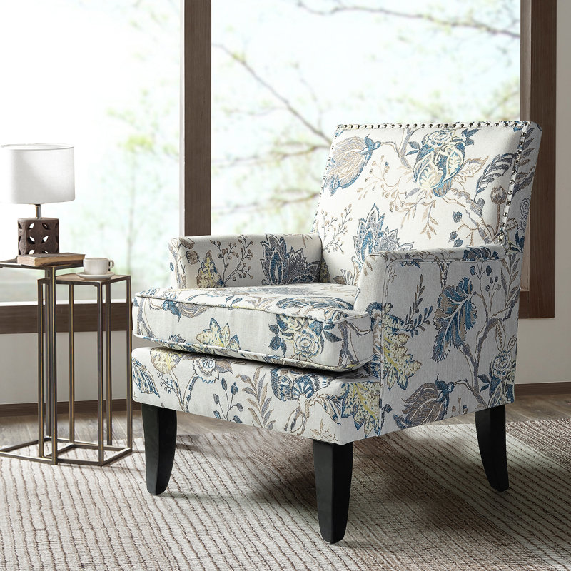 aguilar transitional upholstered armchair with nail head trim