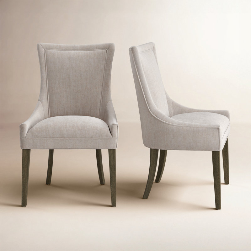 ultra upholstered dining chairs with high-back design and solid wood legs (set of 2)