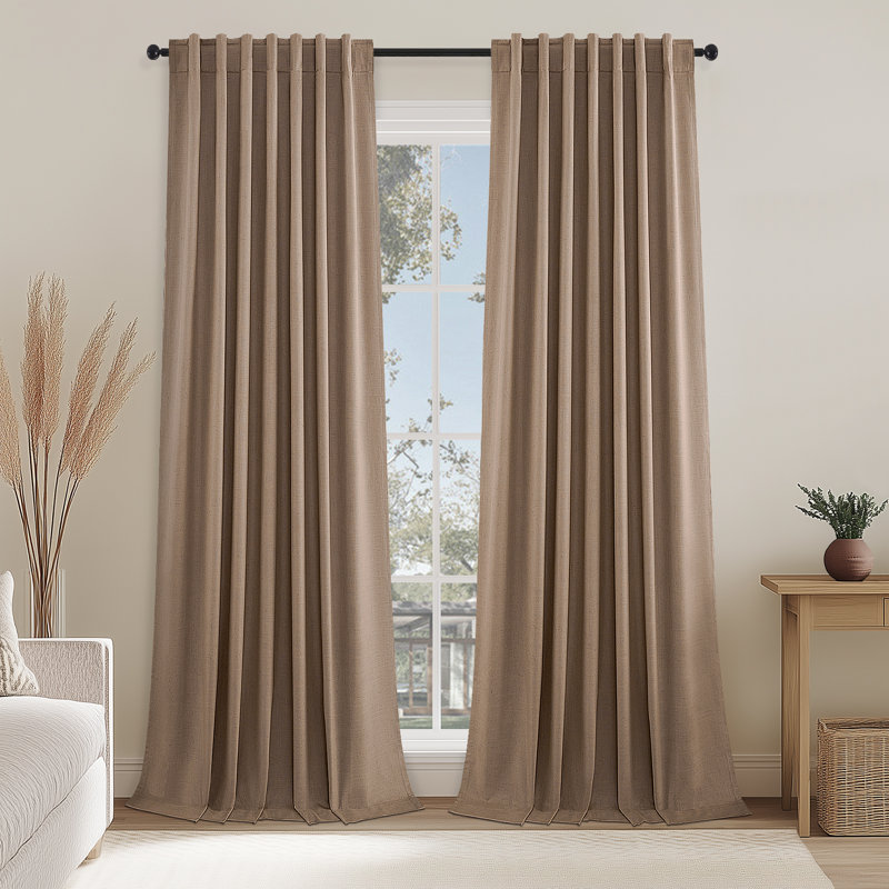 Dennan 100% Blackout Thermal Insulated Linen Drapes,Back Tab Hooks Drapes (Set of 2,With Hooks) (Set of 2)