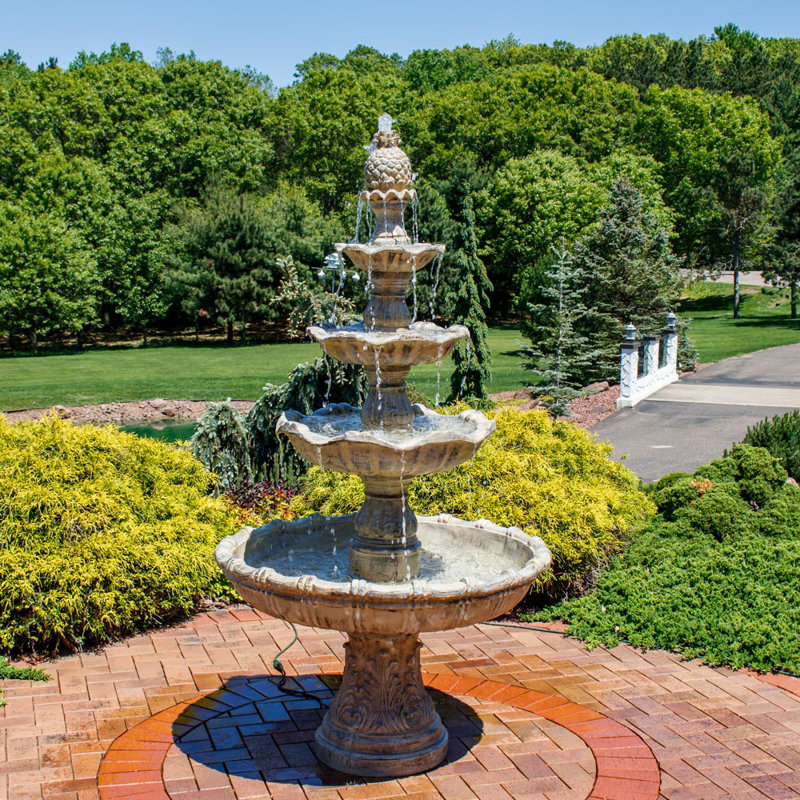 Keltner Weather-Resistant Resin Traditional 4-Tiered Outdoor Water Fountain