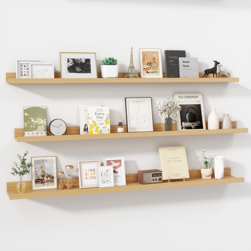 Wall-Mounted Floating Shelves for Bedroom, Living Room (Set of 3)
