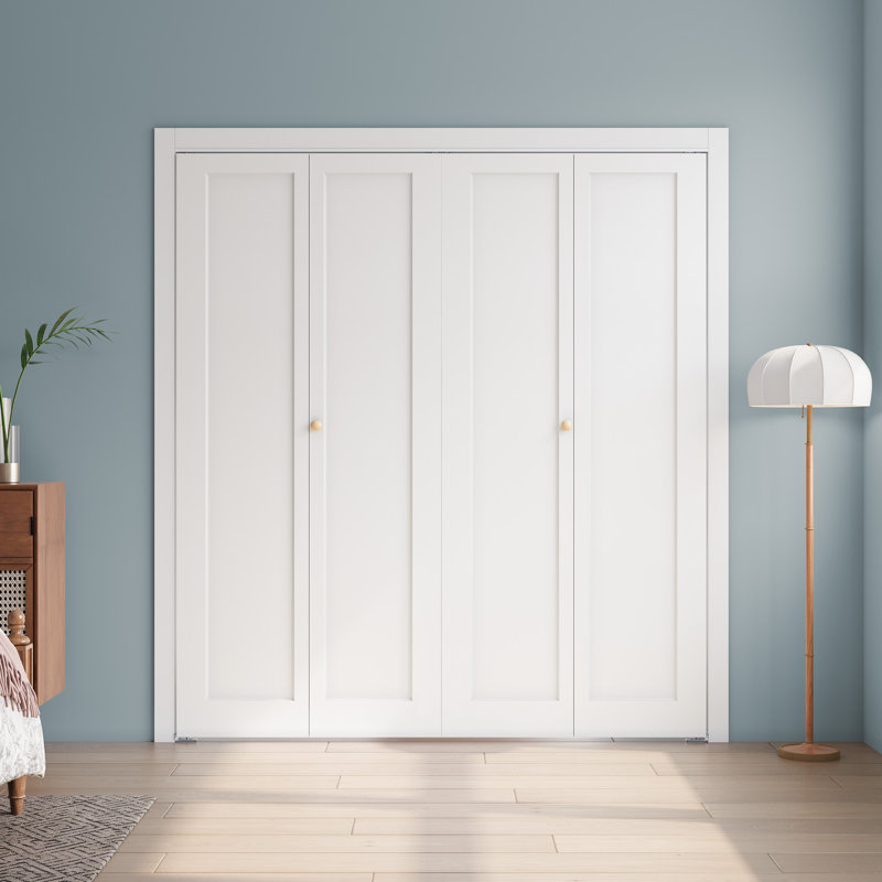 Paneled Manufactured Wood 1-Panel White Primed Bi-fold Door With Hardware Kit