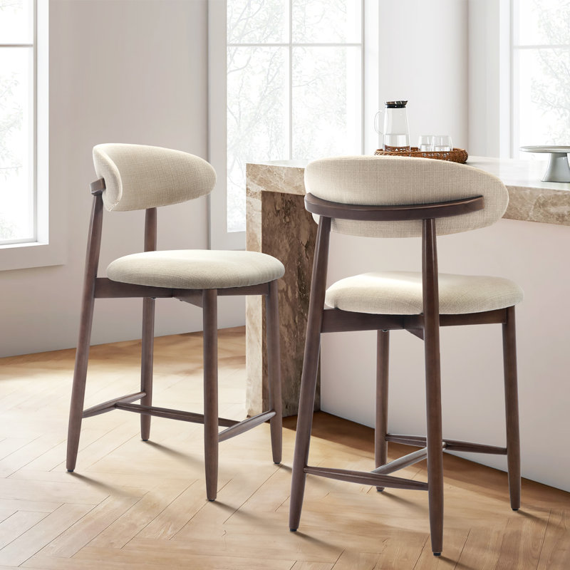 upholstered counter stool solid wood bar stool (set of 2)