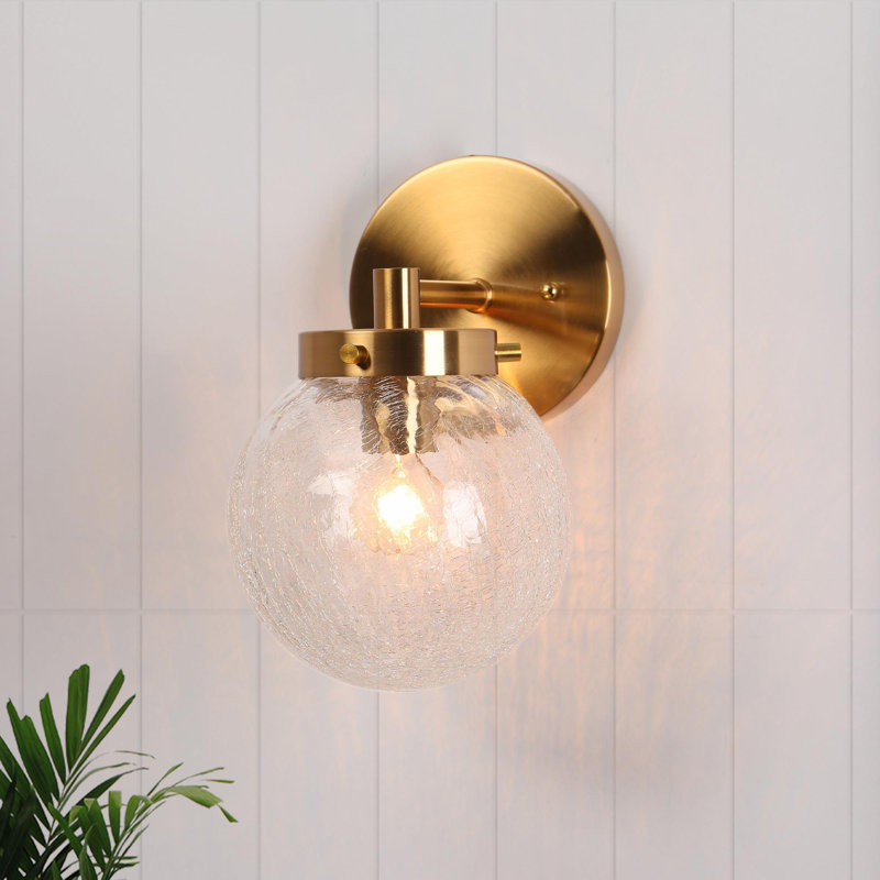 Hampson 1-Light 5.5'' W Dimmable Gold Glam Bathroom Wall Sconce UL Certified