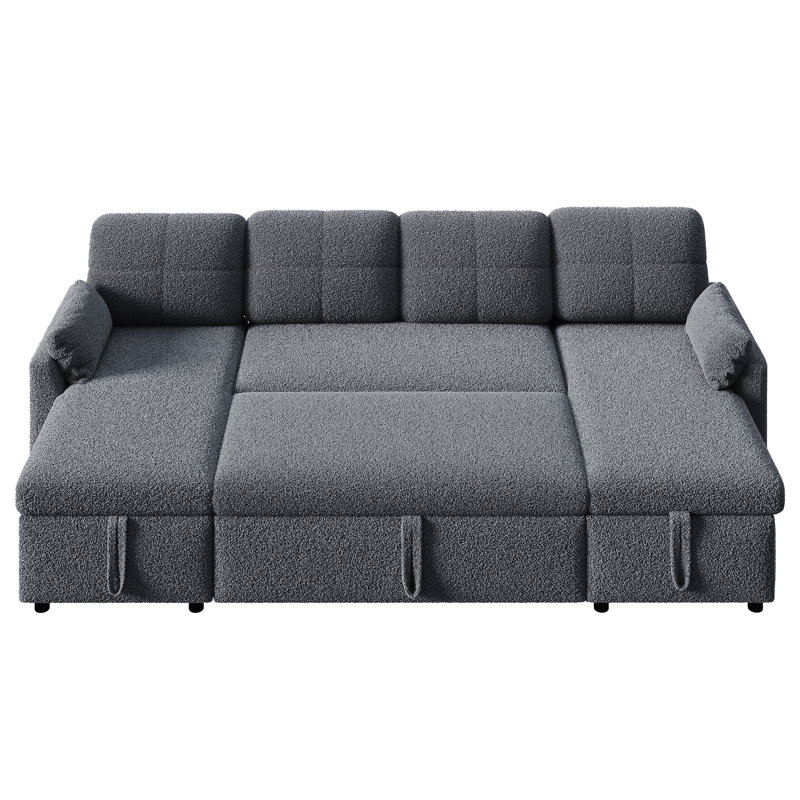 Abagale 105'' Upholstered Sleeper Sofa, Convertible Sofa Bed with Pull Out Couch and Dual Storage Chaise