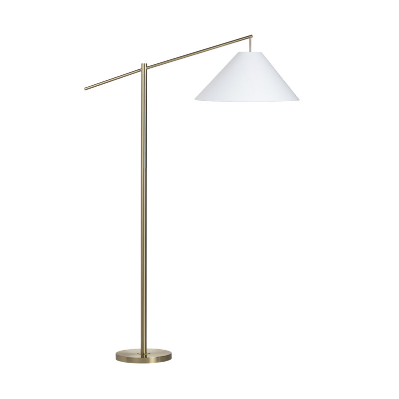 68.25" Steel Floor Lamp With White Linen Shade