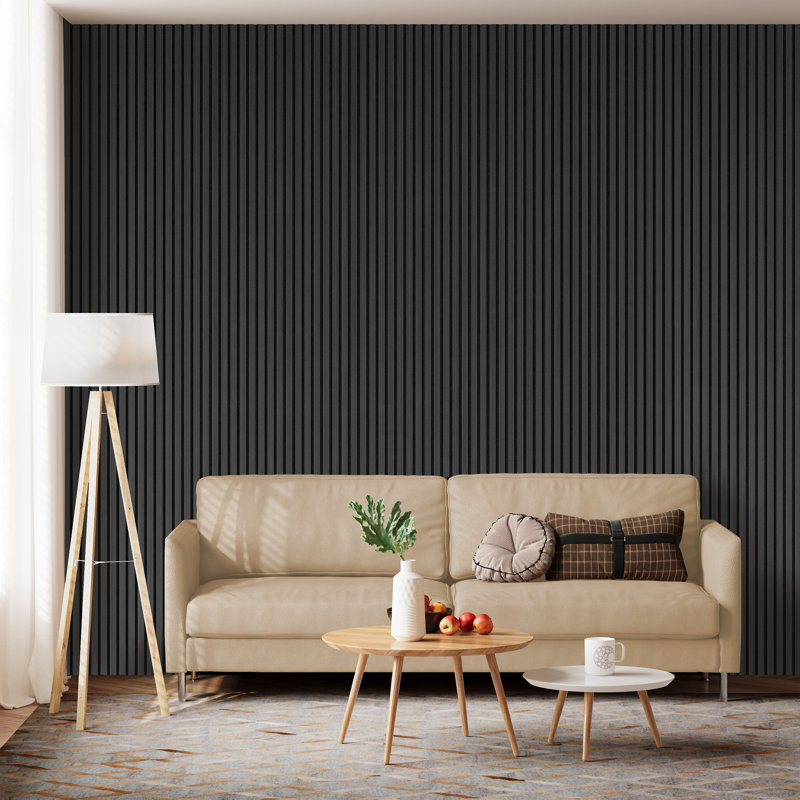 2 PCS (106" x 12.6" Each) 3D Acoustic Slat Wall Panels, Wall and ceiling decorative panels (Set of 2/18.56sq. ft.)