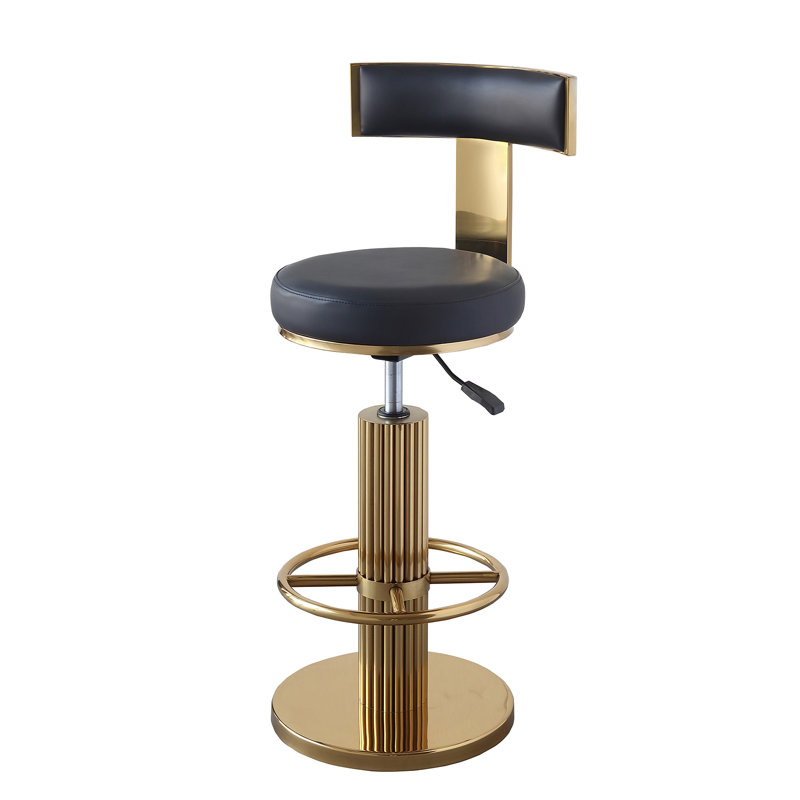 Cravets Stainless Steel Bar Stools with Back Modern Adjustable Barstools Swivel Bar Chairs?1PCS?