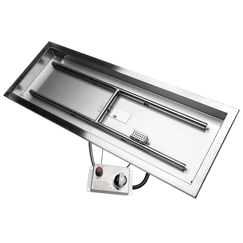 Rectangular CSA Certified Fire Pit Burner Kit, Stainless Steel, Propane