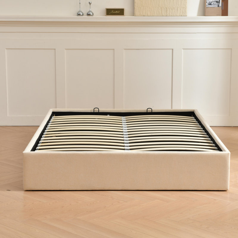 Braud Upholstered Hydraulic Lift Up Storage Bed Without Headboard