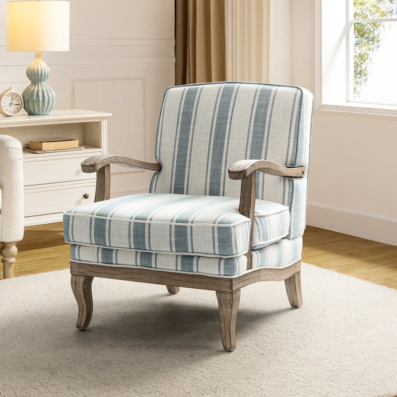 Amilio Wooden Upholstered Armchair with Solid Wood Armrests