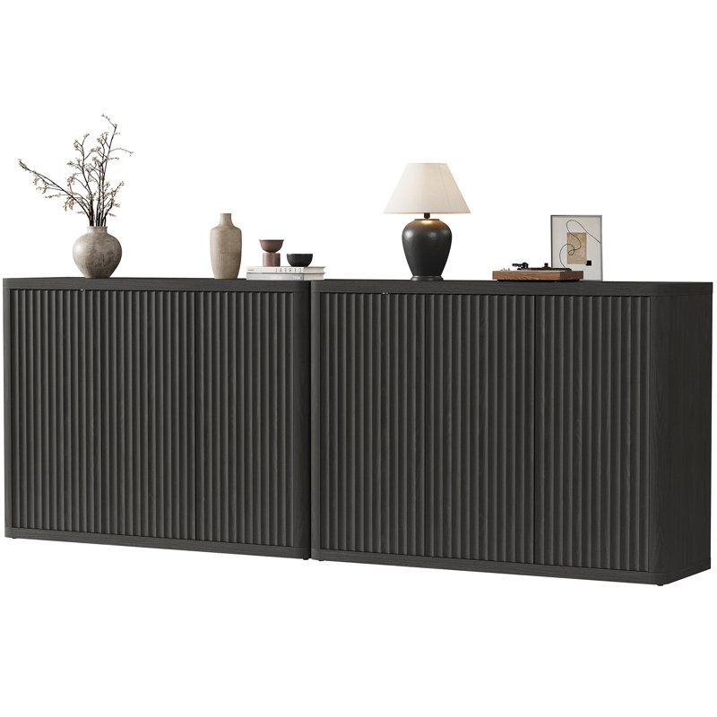 Cesiro 46.65'' W Sideboard With 3 Fluted Doors And Adjustable Shelves (Set of 2)